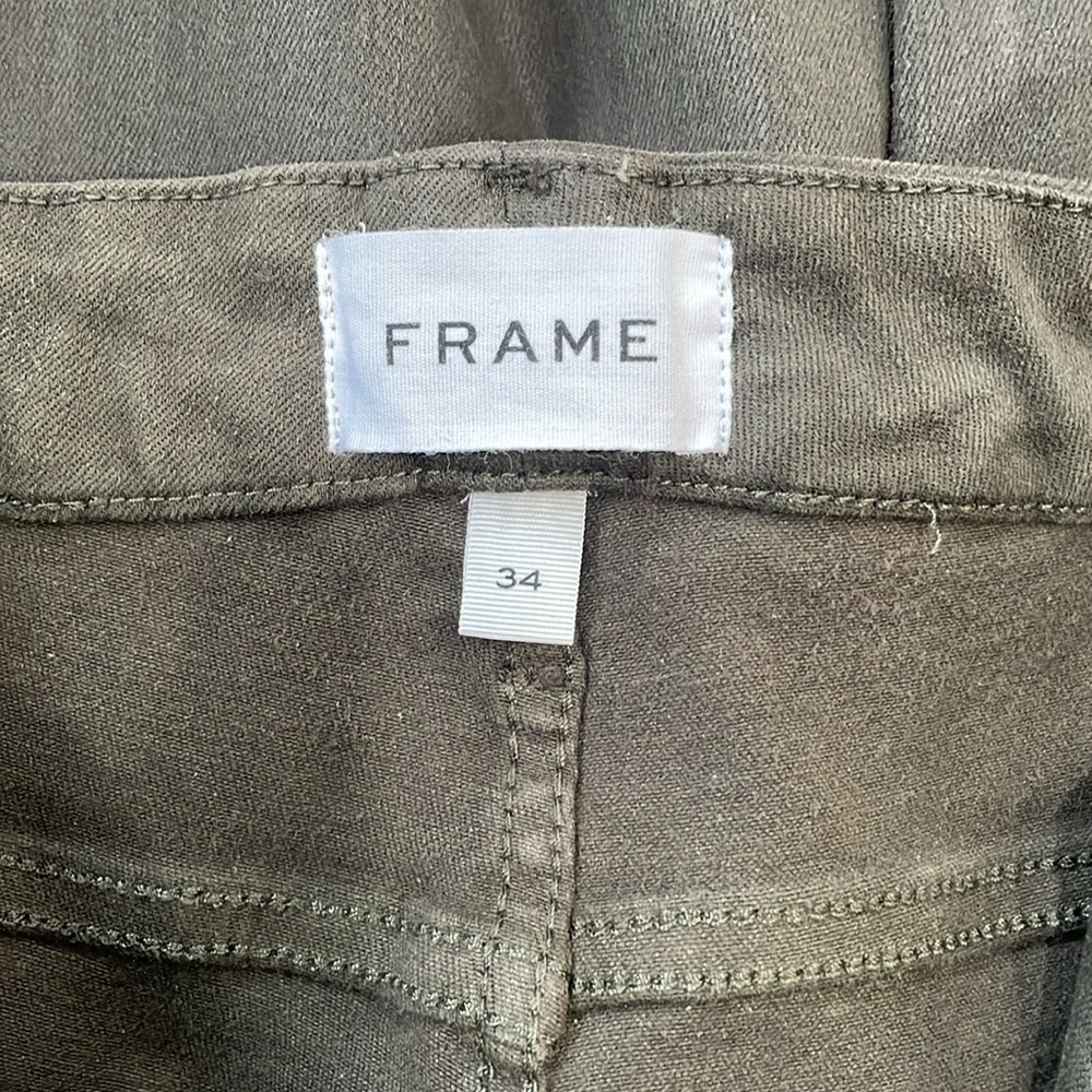 NWT Anthropologie Frame Green Le Crop Mini Boot Mid Rise Coated Denim Jeans 34 - Picture 12 of 13